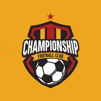 Soccer Red Gold color Football Badge Logo Design Templates Sport Team Identity Vector Illustrations isolated on Gold Background