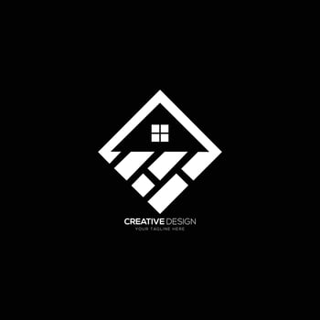 rectangle shape real estate with bricks logo vector