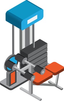 Weight lifting equipment illustration in 3D isometric style vector