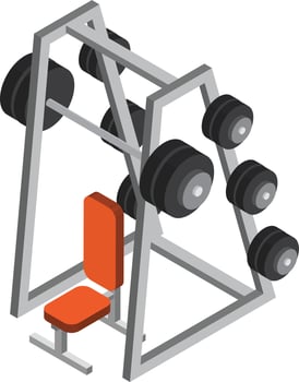 Weight lifting equipment illustration in 3D isometric style vector