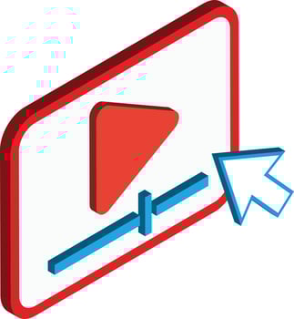 tablet and play button illustration in 3D isometric style vector