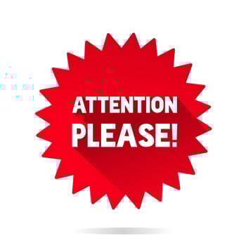 Attention please sign. Important word, warning danger announcements information. important speech alert icon vector. vector