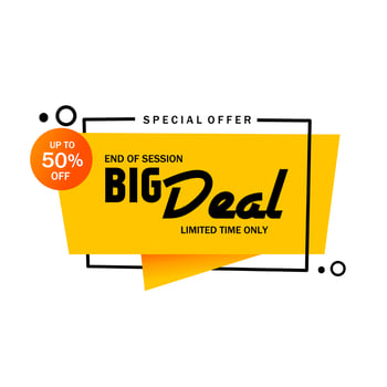 Big deal up to 50 percent off banner. End of season special offer limited time only banner, modern style vector illustration.