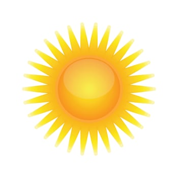 Sun icon. Sun light summer heat yellow beam stars icon isolated vector illustration.