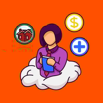 flat illustration, illustration woman writing vector