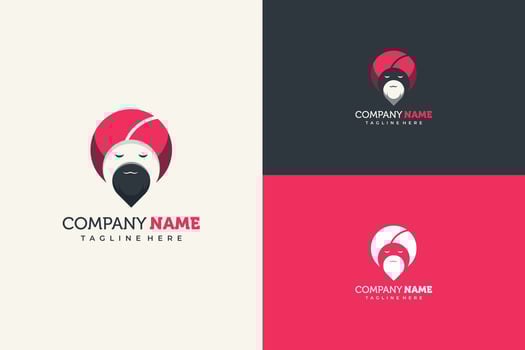 logo guru mascot with turban and beard vector