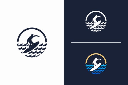 Surfer logo icon with circle shape vector