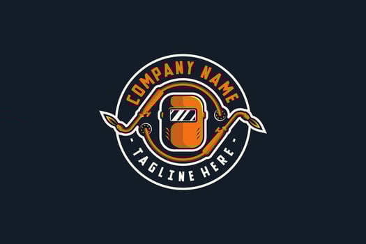 welding helmet logo with circle shape vector