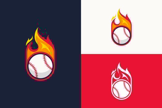 sports logo fire baseball illustration vector