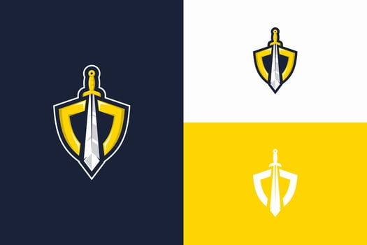 sword and shield illustration logo design vector