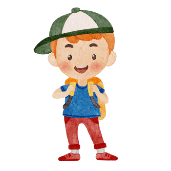 Watercolor cute boy preparing to go to school png