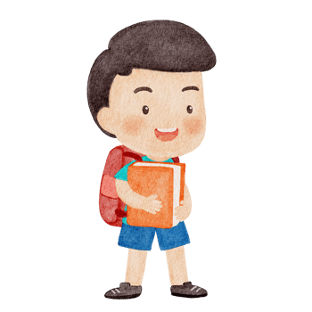 watercolor boy holding book to school png