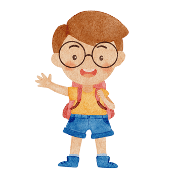 watercolor boy wearing glasses going to school png