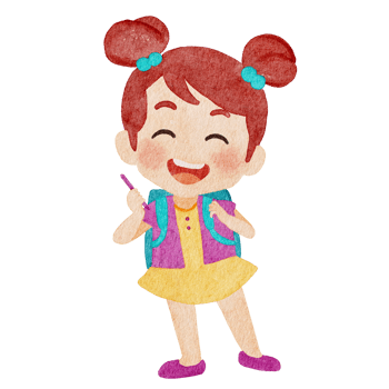 Watercolor cute girl preparing to go to school png