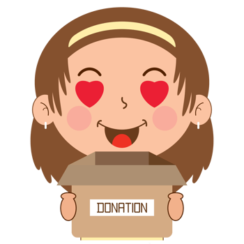 girl in love face holding box of donate cartoon cute png