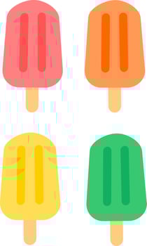 Four color popsicles vector on white background, Summer Ice lollys collection, frozen popsicles - isolated vector illustration, Food icon, dessert logo