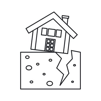House after an earthquake icon, outline style vector