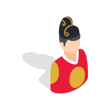 Man in korean costume icon, isometric 3d style vector