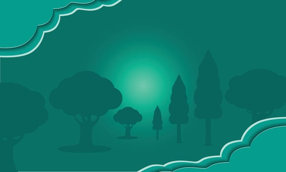 abstract tree in night light vector background, green outdoor natural illustration