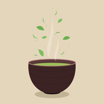 Matcha green tea . Traditional cup with Matcha tea. Colored trendy illustration. vector