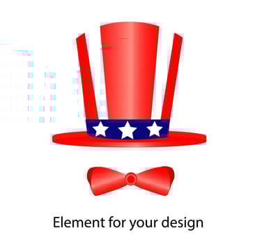 Hat top hat in red-blue colors with stars. The national flag of america. Independence Day of the United States of America. illustration isolated on a white background.. vector