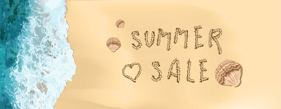 Summer banner. Background design of realistic ocean coast. Big summer sale. Special offer. Promotion of shares. Horizontal poster, postcard, website headers vector