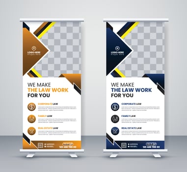 Law firm Roll up Banner Lawyer corporate service DL Flye business company X stand Banner Design vector