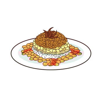 hand drawn koshari food vector