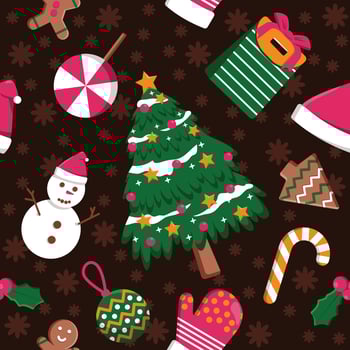 Winter Season December Merry Christmas Holiday Seamless Pattern Background vector