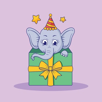 Baby Elephant Illustration, Cute Baby Elephant, Elephant Illustration Vector