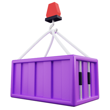 Cargo Container Lifted by Crane 3d Illustration png