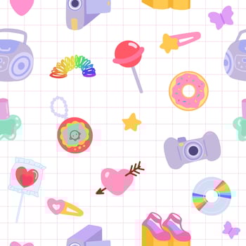 Seamless pattern with y2k stuff 2000s nostalgia vector