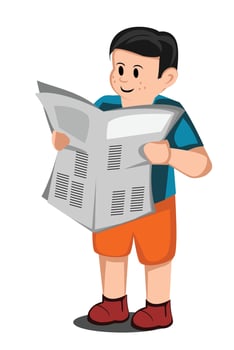 Boy read a newspaper vector