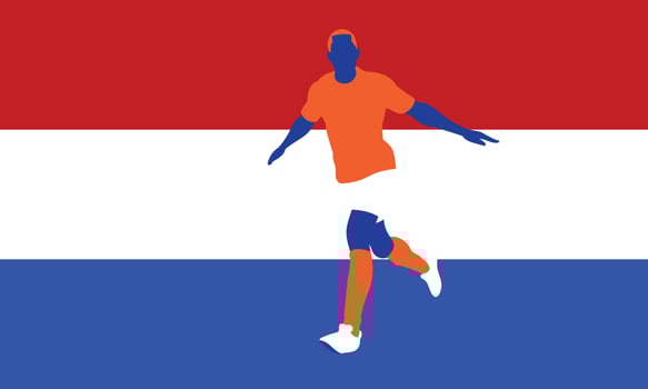 Football soccer player in action isolated background. Flat vector illustration.
