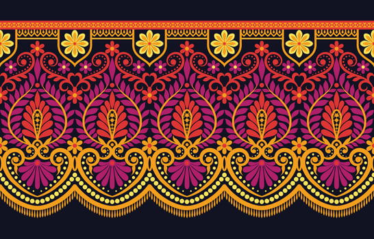 Geometric ethnic pattern seamless flower color oriental. seamless pattern. Design for fabric, curtain, background, carpet, wallpaper, clothing, wrapping, Batik, fabric Vector illustration.