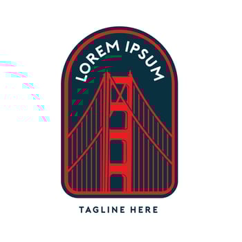 Red bridge emblem design in vintage style, good for company logo and t shirt design vector