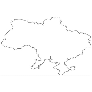 Continuous line drawing of map Ukraine vector line art illustration