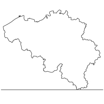 Continuous line drawing of map Belgium vector line art illustration