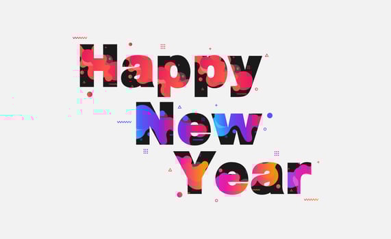 Happy new year with abstract liquid shapes design modern graphic elements, Vector illustration