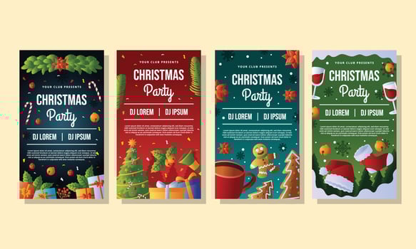 Christmas Party Social Media Posts vector