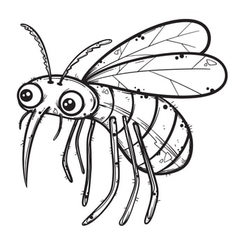 Vector hand drawn insect Cute mosquito. Illustration on the theme of wildlife, dangerous animals, parasites. Coloring antistress