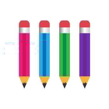 Pencil icon vector with four color variations. Pencil Icon flat vector illustration for mobile user interface