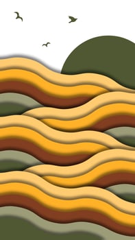 Abstract waves background with papercut style vector