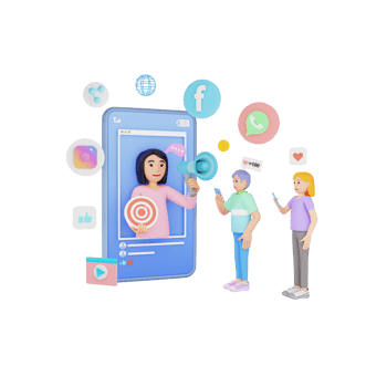 Social Media Marketing 3D Character Illustration png