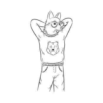 confident anthropomorphic fox vector