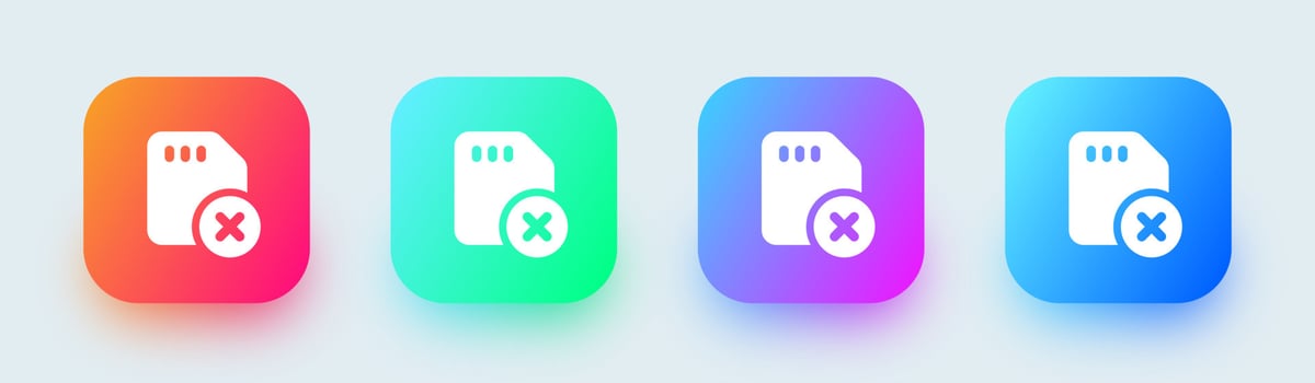 Delete solid icon in square gradient colors. Remove signs vector illustration.