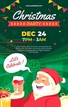 Santa Claus Enjoying his Drink in the Party Christmas Poster vector