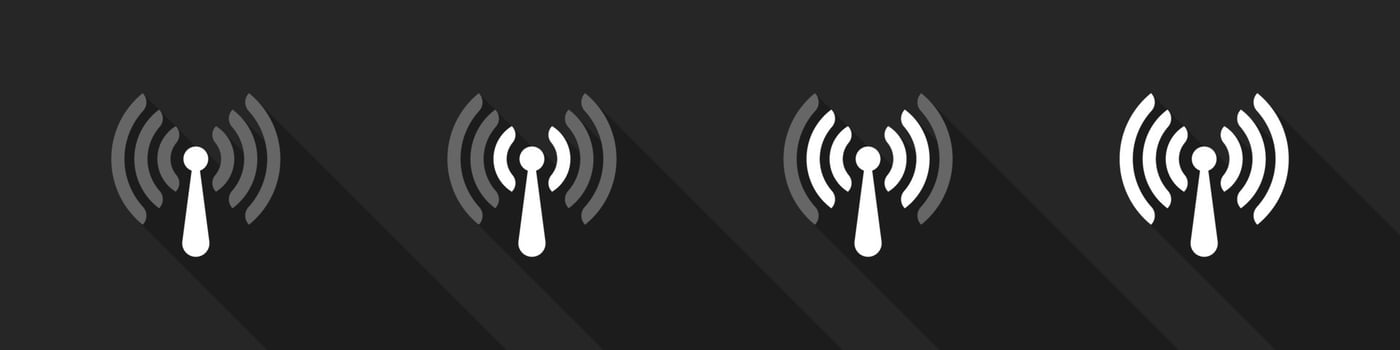 Antena WiFi. Wifi icons concept. Wireless internet sign isolated on black background. Vector illustration