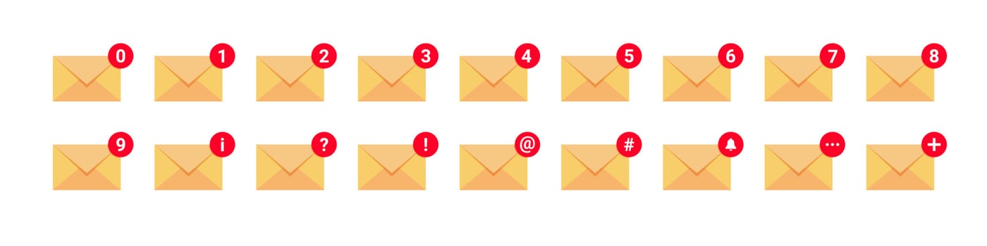 Message icons set. Email icons. Envelope icons. Notification icons. Vector illustration