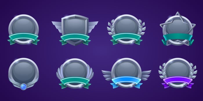 Steel award badges for win in game vector